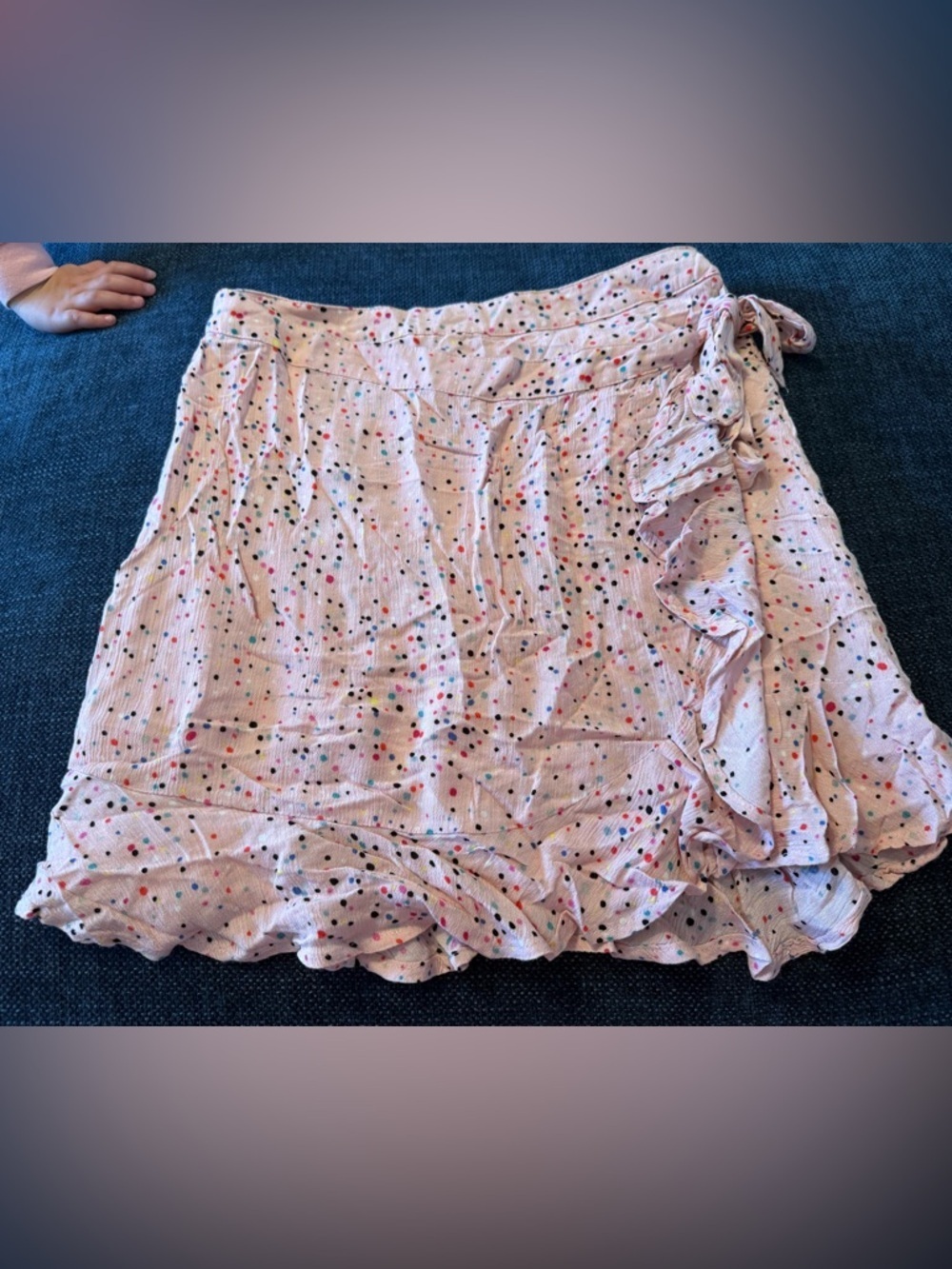 BB Dakota Pink Mini Skirt with Multicolor Dot Print